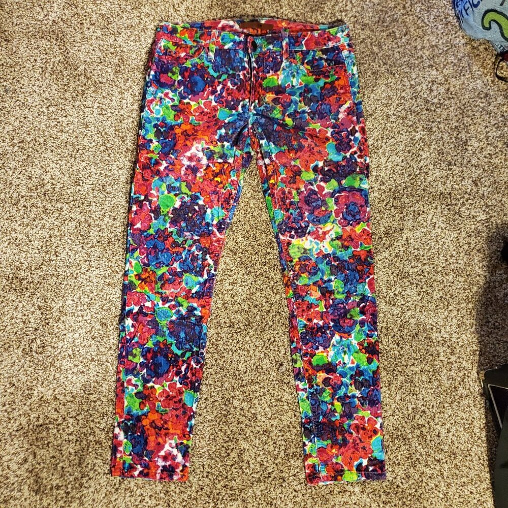 Joe's Skinny Ankle Corduroys in floral puke